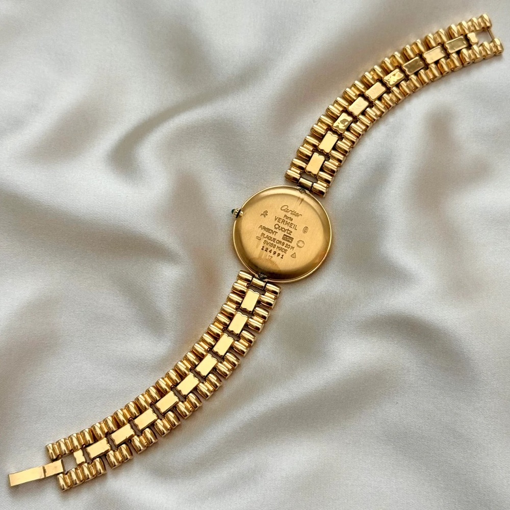 AUTHENTIC VINTAGE CARTIER VENDOME GOLD WATCH - BURGUNDY DIAL - WITH BOX - Picture 7 of 8